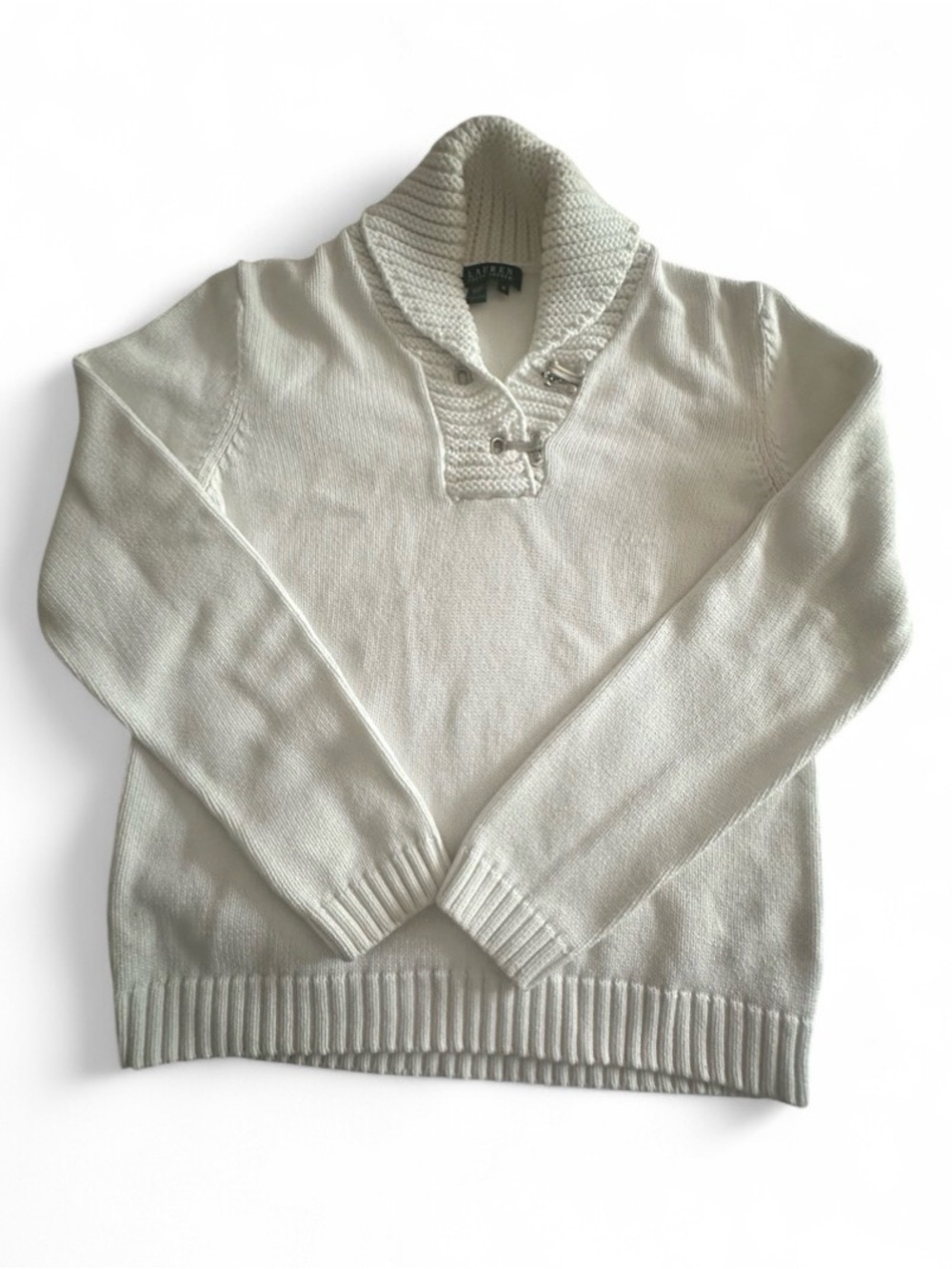 Lauren Ralph Lauren Cream Shawl-Collar Toggle Pullover